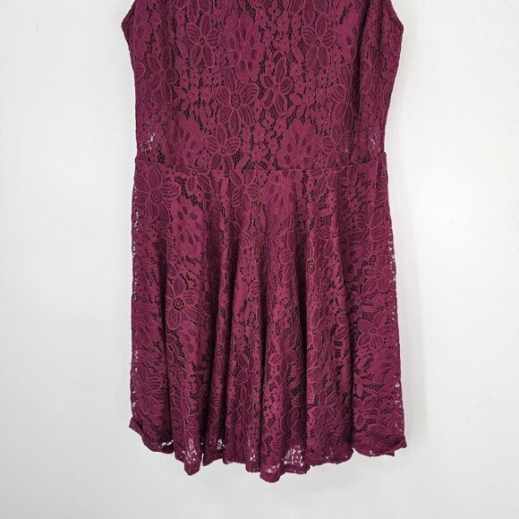 Lulus Red Skater Dress Lace Work Wedding Date Night Cute Sleeveless XL Flirty - Picture 4 of 11